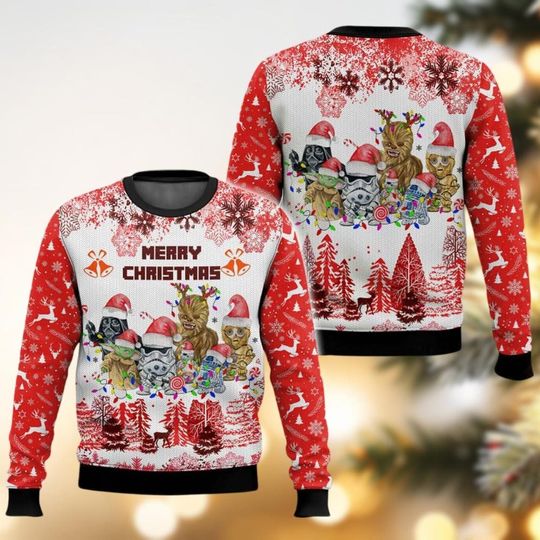 Discover Disney Star Wars Ugly Sweater, Star Wars Merry Christmas Sweater, Star Wars Movie Shirt, Star Wars Characters Group Holiday Sweater
