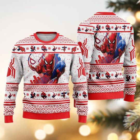 Spider-Man Ugly Christmas Sweater, Superhero Holiday Sweater
