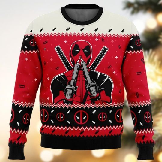 Discover Deadpool Christmas Ugly Sweater, Superhero Family Holiday Sweater