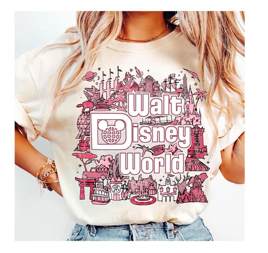 Discover Retro Walt Disney World Shirt, Mickey Mouse Head Disney World Shirt, WDW Pink Castles Shirt, Disneyland Family Matching Outfit Shirt