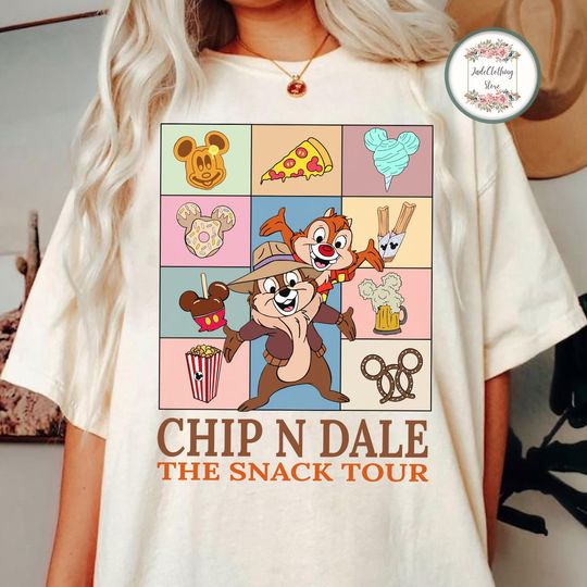 Discover Vintage Disney Chip and Dale The Snacks Tour Shirt, Disney Snack Tour Around World Shirt, Disney Epcot Trip, Disneyland Vacation 2025 Shirt