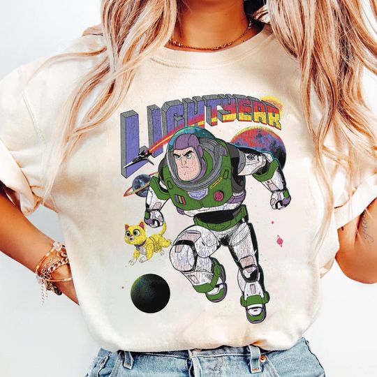 Discover Disney Pixar Lightyear Buzz And Sox Retro Space Ranger shirt, Disneyland Family Vacation  Trip  Gift shirt, Walt Disney World Tee Birthday