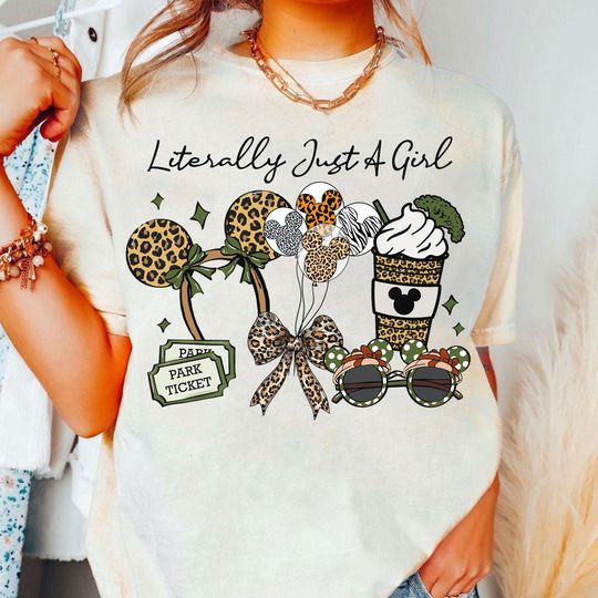 Discover Coquette Bow Leopard Mickey Minnie Headband Shirt, Disney Literally Just A Girl Minnie Girls Trip Shirt, Disneyland Trip Family Shirt