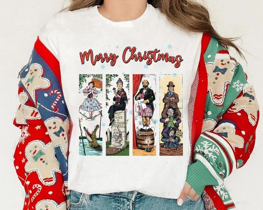 Discover Disney The Haunted Mansion Christmas Lights Shirt, Tightrope Walker Shirt, Disney Hitchhiking Ghosts Christmas Shirt, Foolish Mortal Shirt