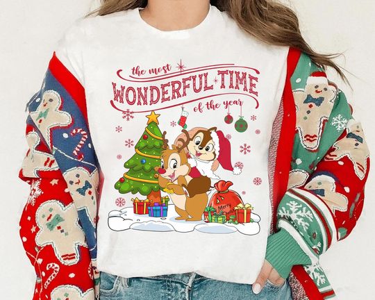Discover Disney Chip and Dale It's The Most Wonderful Time Of Year Christmas Shirt, Xmas Chip Dale Sweatshirt, Walt Disney Chip and Dale Couples Tee