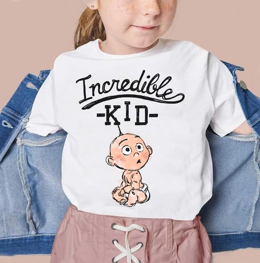 Discover Disney Pixar Incredibles 2 Super Kid Sketch Graphic Shirt, Jack Jack Dash Incredible Kid Tee, Disneyland Family Vacation Matching Shirt