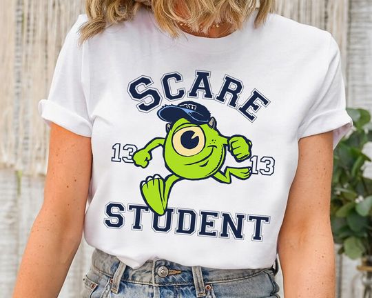 Discover Disney Pixar Monsters University Scare Student Mike Portrait T-Shirt, Monsters Inc Tee,Disneyland Trip Family Matching Outfits,Magic Kingdom