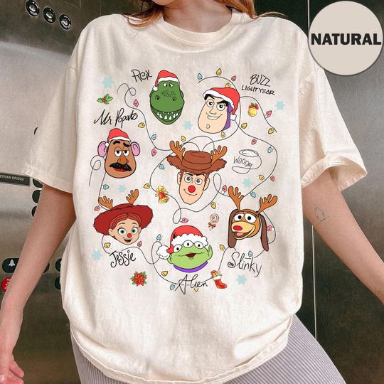 Discover Disney Pixar Toy Story Characters Christmas Lights Shirt, Toy Story Very Merry Christmas Party 2025 Shirt, Disneyland Christmas Trip Shirt