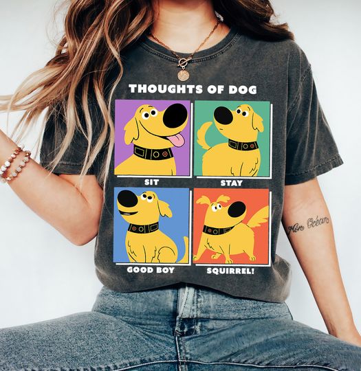 Discover Disney Pixar Up Dug Thoughts Of Dog Expressions Box Up T-Shirt, Up Movie Shirt, Disneyland Trip Family Matching Outfits, Magic Kingdom Shirt