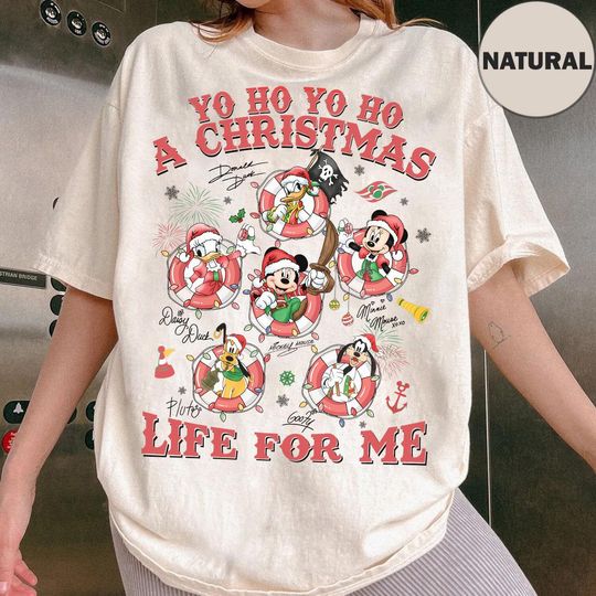 Discover Disney Mickey and Friends Pirates Christmas Lights Shirt, Yo Ho Yo Ho A Pirate's Life For Me Shirt, Disney Cruise Christmas Party 2025 Shirt