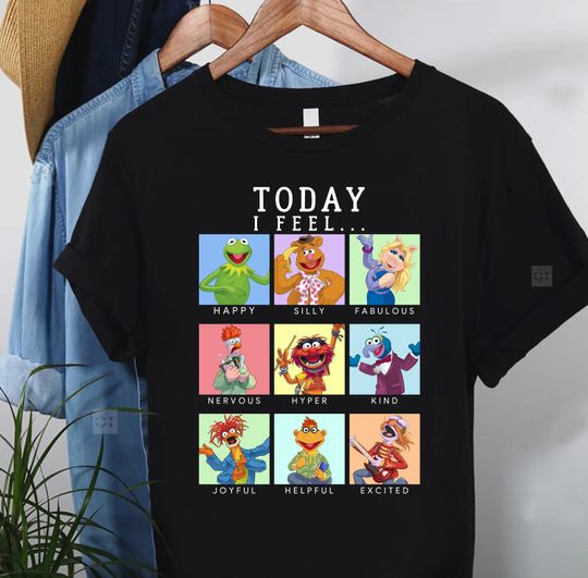 Discover Disney The Muppets Today I Feel Box Up Characters Portrait Shirt, Funny Kermit Fozzie Gonzo Miss Piggy Shirt, Disneyland Trip Family Shirt