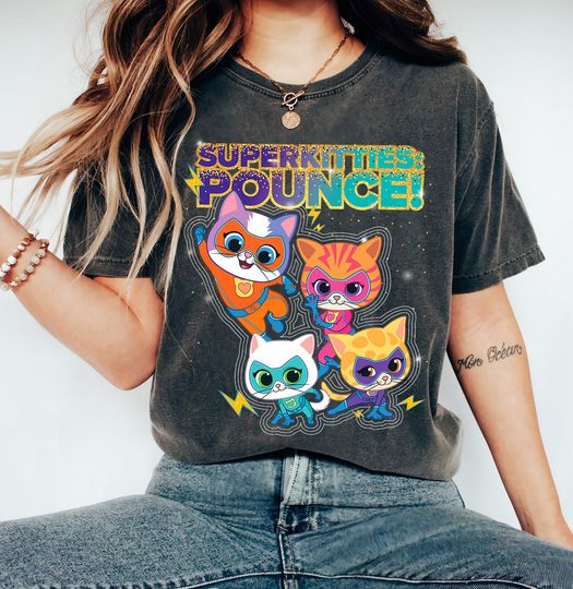 Discover Disney Junior SuperKitties Pounce! Full Team T-Shirt, Cute SuperKitties Shirt, Disneyland Trip Family Matching Outfits, Magic Kingdom Shirt