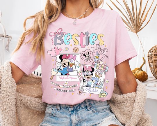 Discover Disney Besties Coquette Bow Shirt, Minnie Mouse And Daisy Duck Best Friends Forever Shirt, Magic Kingdom Shirt, Disneyland Trip Family Shirt