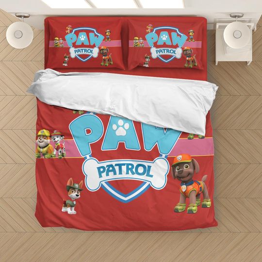 Cartoon PAW Patrol Dogs Red #1 Bedding Set | Cartoon Bedding Set For Kids | Gift For Kids