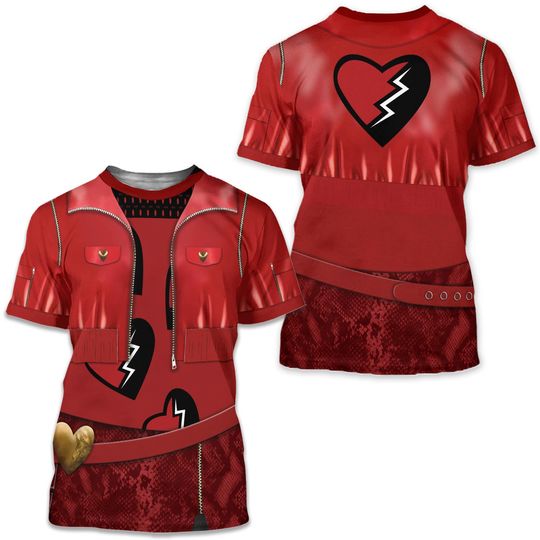 Descendants Red All Over Print Shirt, Descendants The Rise of Red Costume, Descendants Halloween Cosplay Costume, Disneyland Halloween