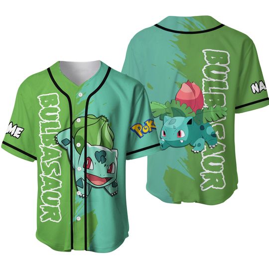 Bulbasaur PKM Jersey Shirt, Custom PKM Shirt, Bulbasaur Baseball Jersey