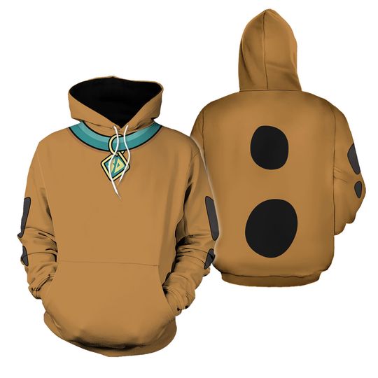 Scooby Doo Hoodie, Scooby Doo Skin Fur Costume Brown, Disney Cartoon Cosplay, Horror Character Halloween Shirt