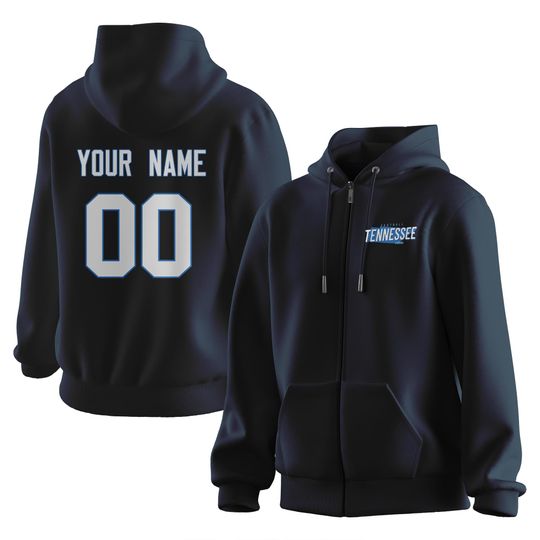 Custom Tennessee Hooded Sweatshirt Full-Zip Sport Football Hoodie with Personalized Name Number Football Fans Gift for Men Women Youth