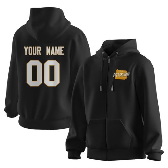 Custom Pittsburgh City Football Hoodie Zip Hoodies with Personalized Name Number 3D Print Hooded Sweatshirt Fans Gift for Men Women Youth