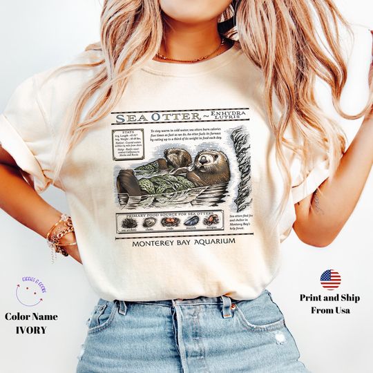 Discover Comfort Colors Vintage Otter Shirt, Coastal Aesthetic Tee shirt, Monterey Bay Aquarium Otter Shirt, Otter Lovers Gift Shirt