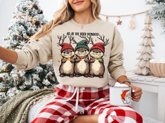 Discover All Of The Otter Reindeer Sweatshirt, Xmas Animal Sweater, Christmas Otters Shirt, Christmas Trip Shirt, Winter Holiday T-Shirt