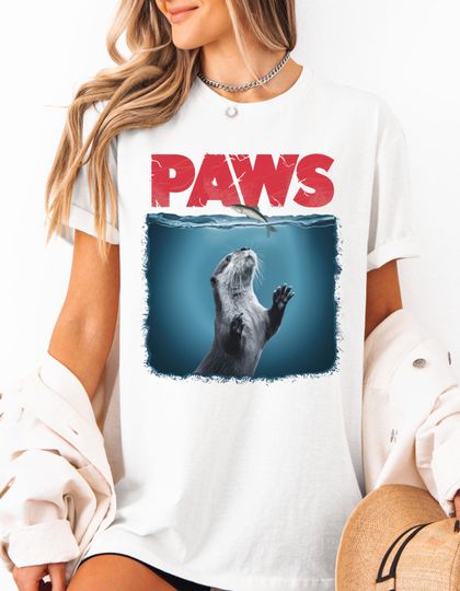 Discover Cute Otter Shirt Paws Otter Shirt Otter Print Otter Gift Funny Otter Tshirt Ocean Animal Lover Movie Pun Tee Vitage Tee