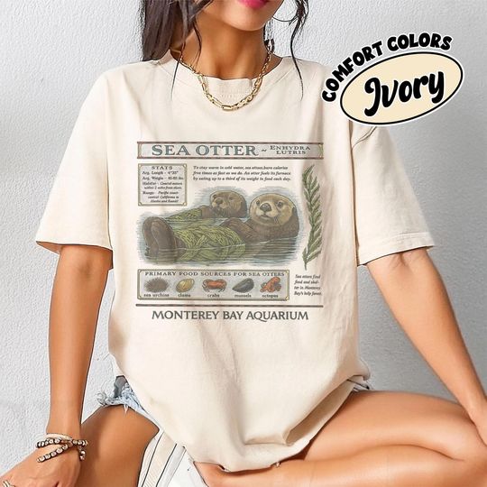 Discover Sea Otter Monterey California 90s Aquarium Lover T-Shirt, Monterey Bay Otter Shirt, Vintage Otter Shirt, Coastal Aesthetic Tee