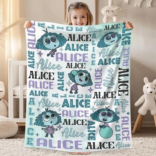 Discover Personalized Envy Watercolor Disneyland Pixar Inside Out Blanket, Disgust Sadness Anger Anxiety Ennui Envy Inside Out 2 Movie Blanket