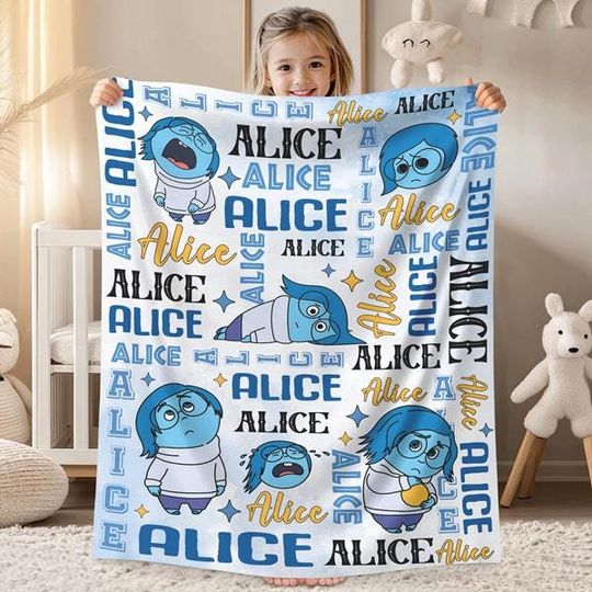 Discover Personalized Sadness Watercolor Pixar Inside Out Blanket,  Disneyland Disgust Sadness Anger Anxiety Ennui Envy Inside Out 2 Movie Blanket