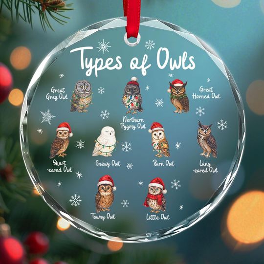 Glass Owl Ornament, Christmas Decor