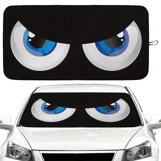 Discover Cartoon Eyes Car Windscreen Sunshade Front Window Sun Visor Screen Foldable