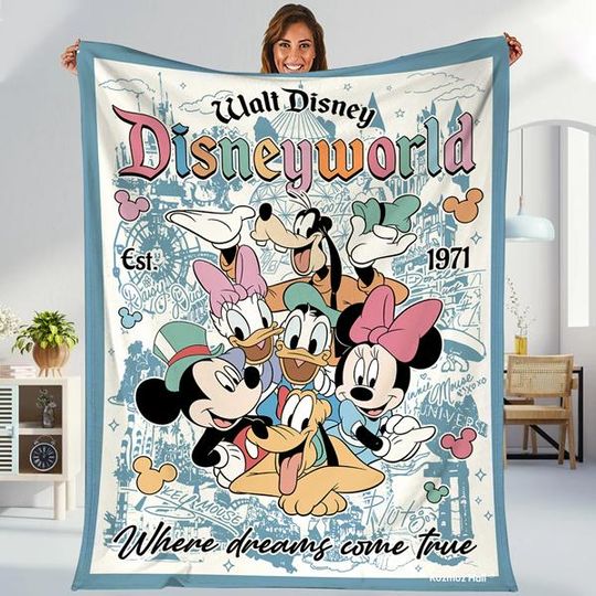Discover Walt Disneyworld Est 1971 Blanket, Dream Come True Fleece Blanket