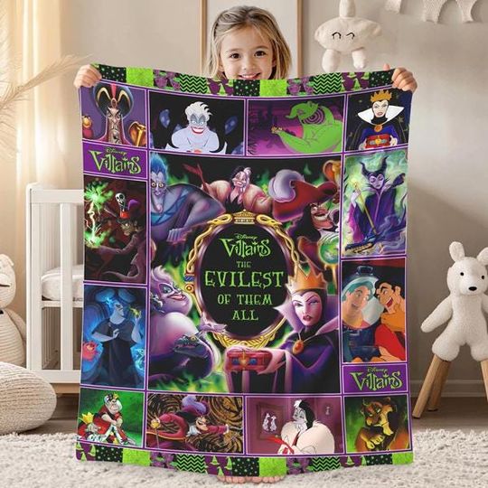 Villains the Evilest of them All Fleece Blanket | Maleficent Evil Queen Ursula