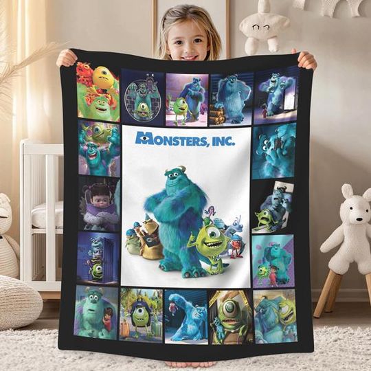 Discover Disneyland Monster Inc Fleece Blanket, Monster Characters Mike, Sulley