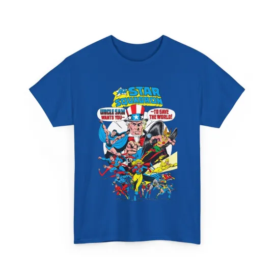 Discover All-Star Squadron T-Shirt - Jerry Ordway Art - Uncle Sam, Black Condor, The Ray