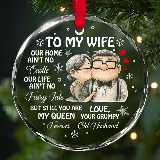 Discover Christmas Disney Up Cartoon Glass Ornament