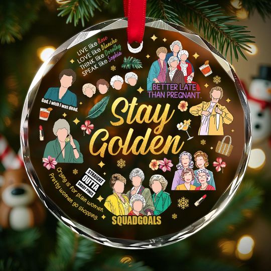 Discover Stay Golden Glass Christmas Ornament
