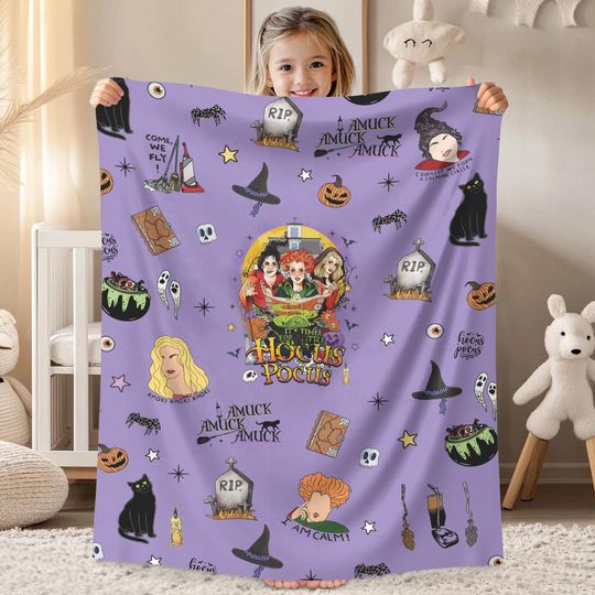 Hocus Pocus Sanderson Sisters Blanket, Halloween Hocus Pocus Blanket