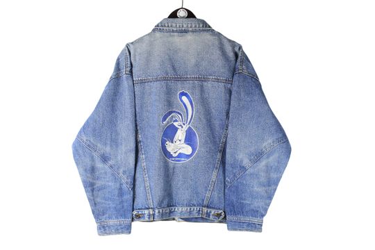 Discover vintage DISNEY / Amblin 1987 Denim Jacket Size S rare retro hipster big logo rare style Classic Cartoons collection Rabbit print USA wear