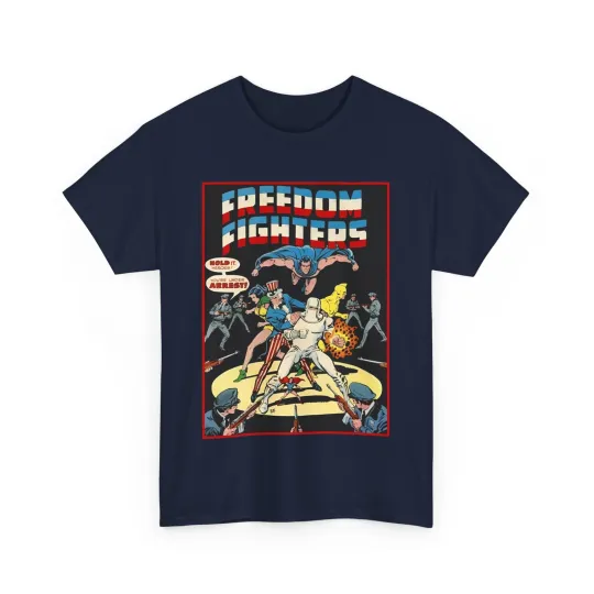 Discover Freedom Fighters T-Shirt - DC Comics - 70s Series - Uncle Sam, The Ray, Doll Man