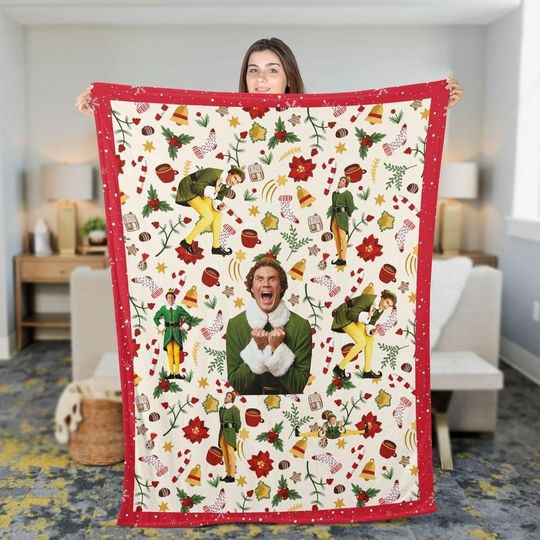 Buddy The Elf Fleece Blanket Elf Christmas Blanket The Elf Chrismtas Blanket