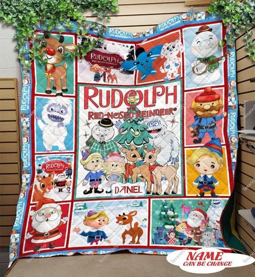 Ru.dolph Red Nosed Reindeer Vintage Fleece Blanket, Reindeer Cute Blanket