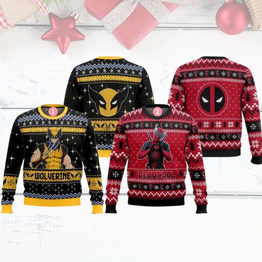 Discover Deadpool Wolverine Ugly Sweater, Funny Bestie Friends Deadpool Sweater
