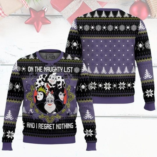 Christmas Disneyland Villains On The Naughty List Ugly Sweater