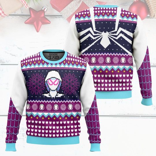 Discover Spider-Gwen 3D Ugly Christmas Sweater, Spider-Man Xmas Sweatshirt