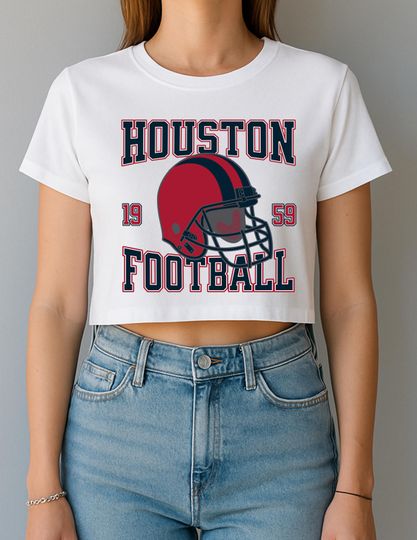 Discover Houston Football Womens Crop Top, Sports Fan Clothing