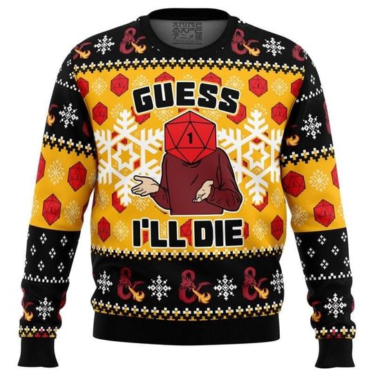Discover Guess I'll Die DnD Ugly Sweater, Dungeons And Dragons Ugly Sweater