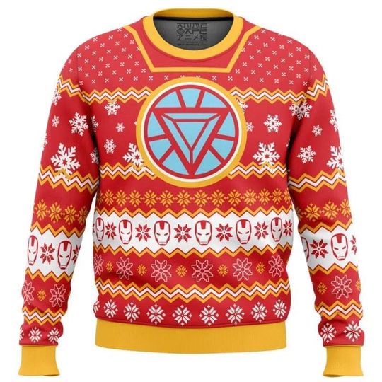 Discover Iron Man Ugly Christmas Sweater, Avengers Xmas Sweater Tony Stark Sweatshirt