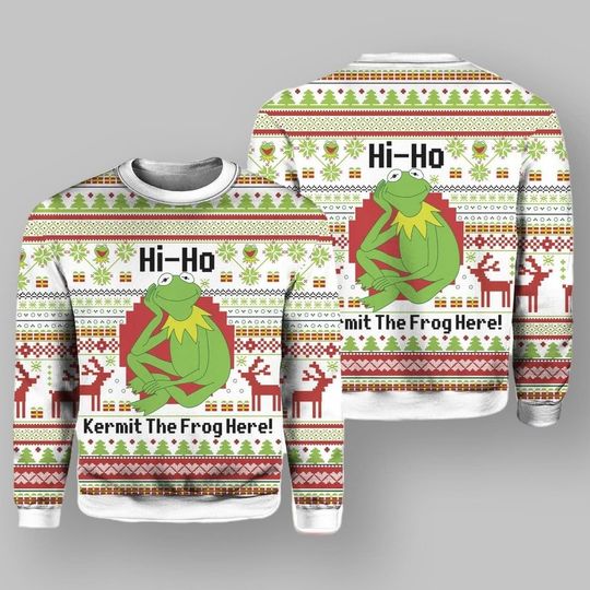 Discover K the frog Ugly Christmas Sweater, Hi Ho K the frog Meme Sweater