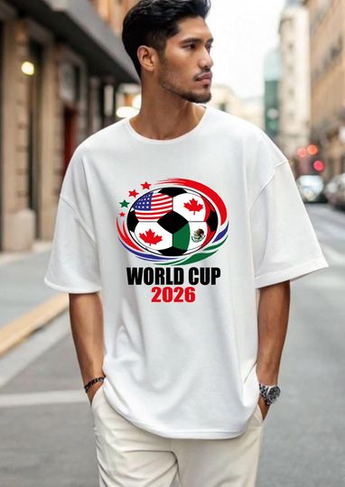 Discover World Cup 2026 Soccer Shirt  USA Canada Mexico Flags | Soccer Fan Gift | Transparent PNG Design